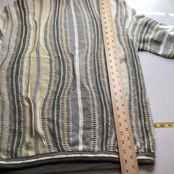 Vntg NWT Bergati 3D Gray Yellow Textured Hoodie Hip Hop Cosby Sweater… - Picture 8 of 9